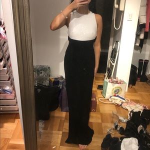 White sparkles with black dress